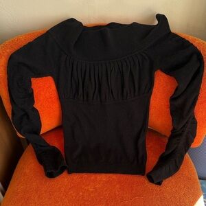Catherine Malandrino Black Ruched Sweater